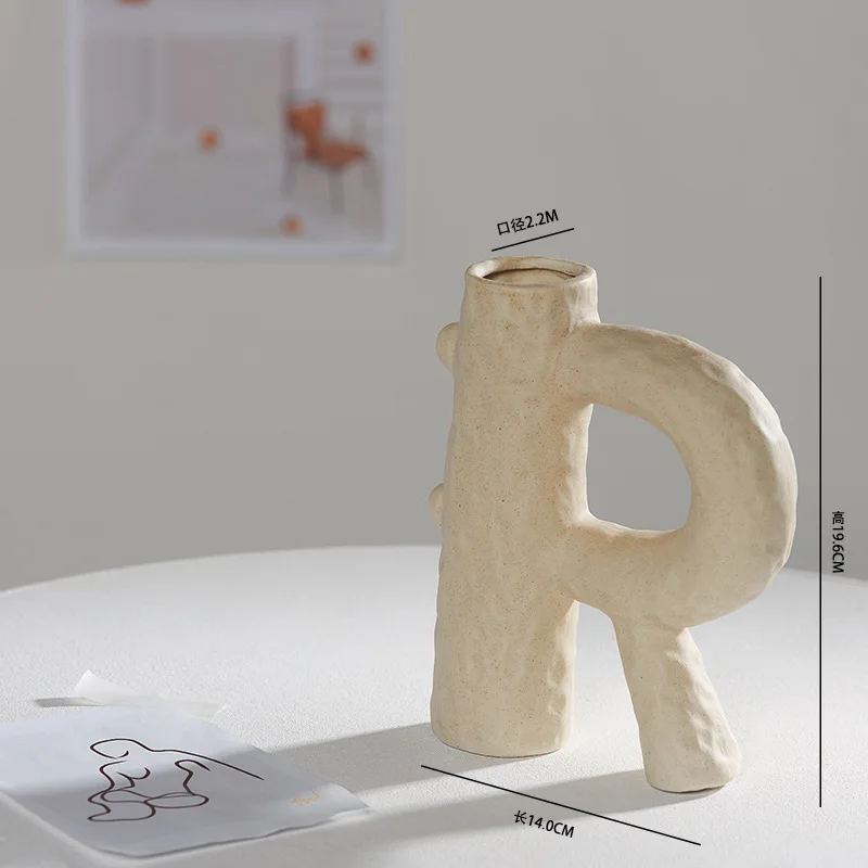 High quality light color ceramic vase handicraft ornaments Coffee shop Christmas gift