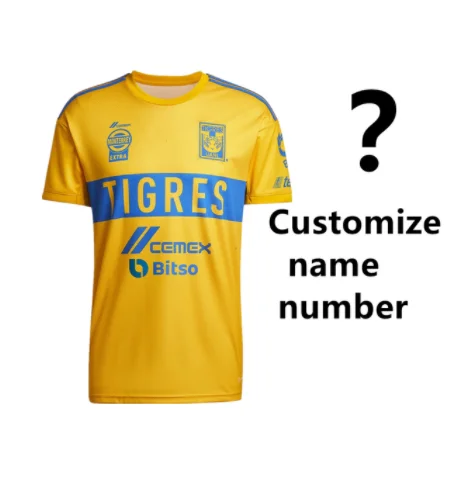 NEW Tigres UANL 2022-2023 Home Soccer Jersey Custom T-shirt Football Top Clothes Quick Dry