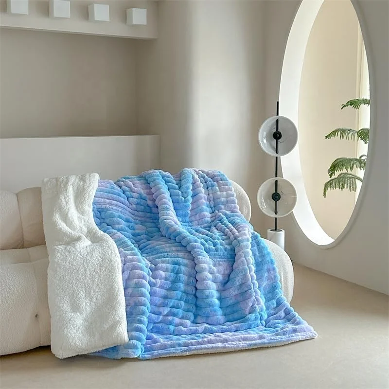 Soft Lightweight Faux Fur Throw Blanket Rabbit Fur Blanket Cozy Warm Blankets