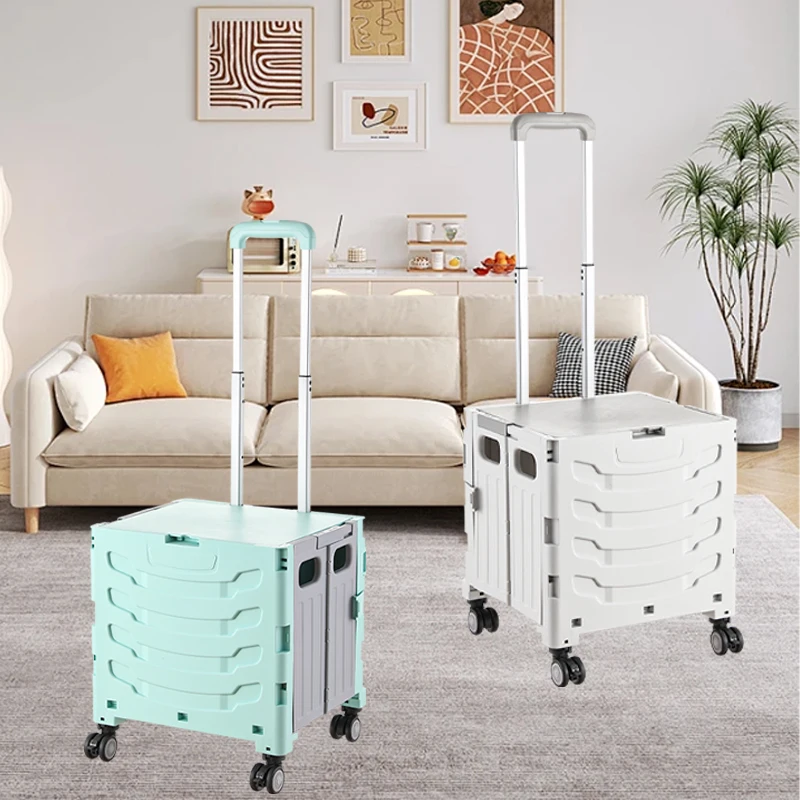 Pet Folding Shopping Cart Cat Dog Puppy 2 or 4 Wheels Easy Foldable Travel Cart Removable Detachable Portable Storage Trolley