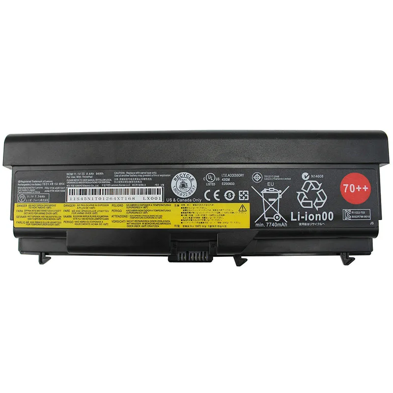 Genuine NEW T430 70++ Laptop Battery Replacement for Lenovo L430 L530 T530 W530 42T4703 11.1V 8400MAH Li-ion Battery for Lenovo