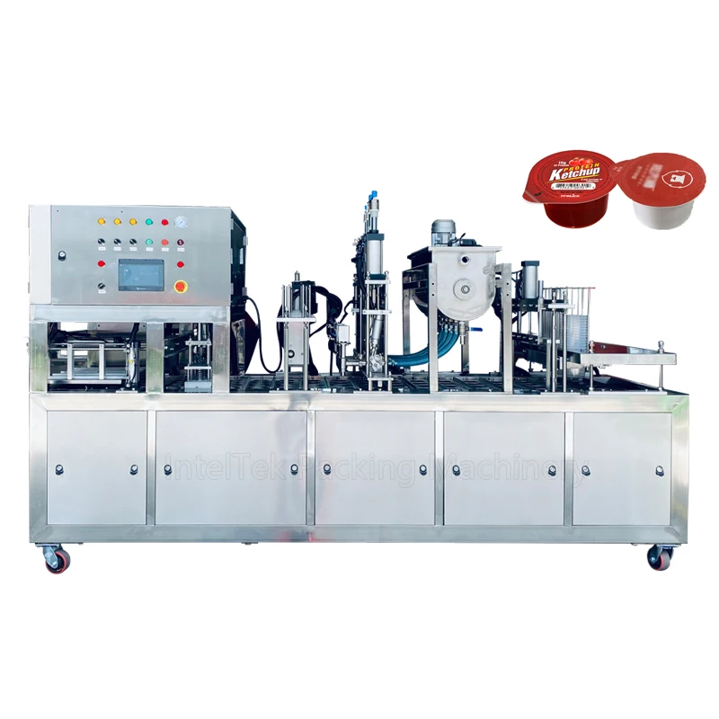Automatic Cup Filling Sealer Machine Black Pepper Salad Dressing Ketchup Seafood Seasoning Sauce Spice Cup Packing Machine