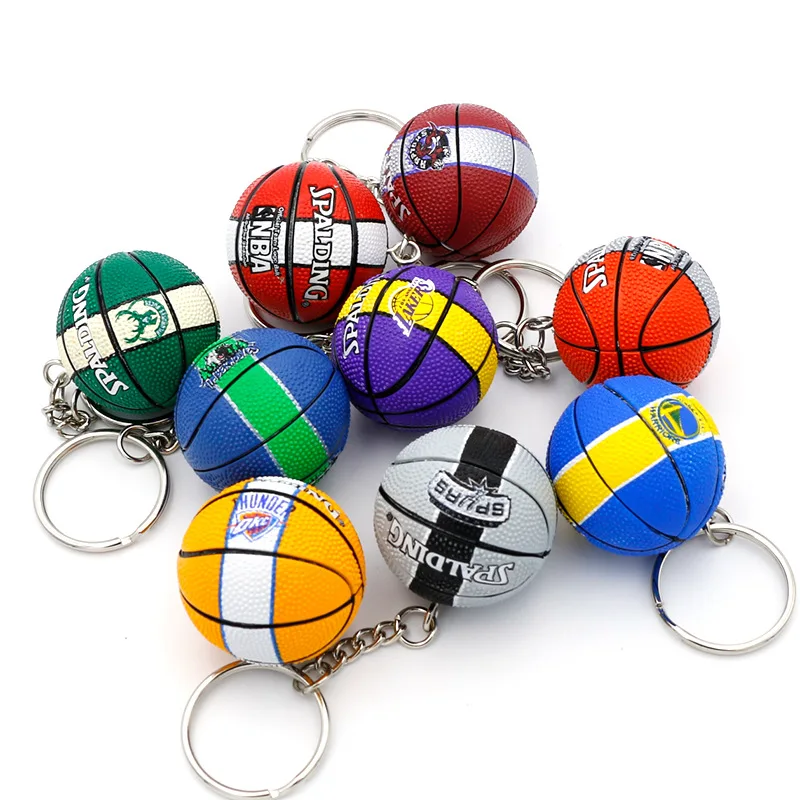 High quality Dekai Rubber PU basketball club Hot Stamping logo 3D Mini ball keychain pendant fan supplies sports creative gift