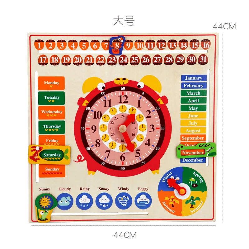 Factory direct sales 3D wooden education clock toy identification calendar weather kids toys educational gear baby toddler toys