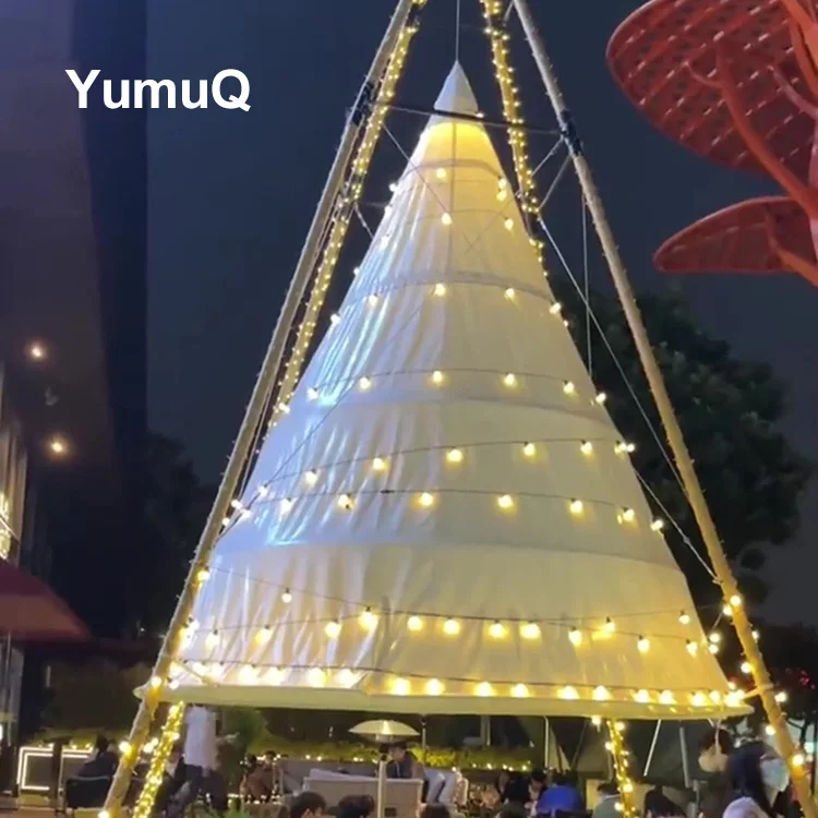 YumuQ Bamboo Cone Shape Lantern Tent Wind Resistance 8-10 Level for Tourist Attraction
