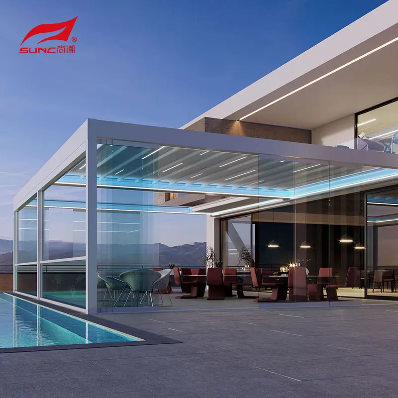 SUNC Outdoor Modern Electric Pergola Roof Patio 5m x 3m Waterproof Bioclimatic Manual Motorized Aluminium Pergola