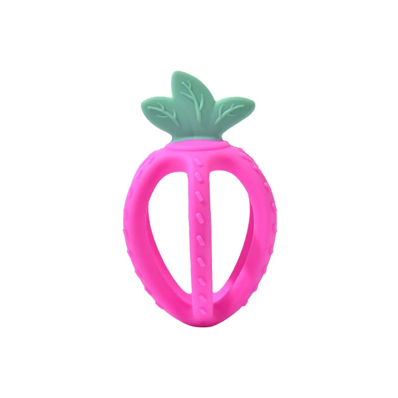 Food Grade Bpa Free Soft Baby Chew Teething Toy Strawberry Shape Baby Teether Toys