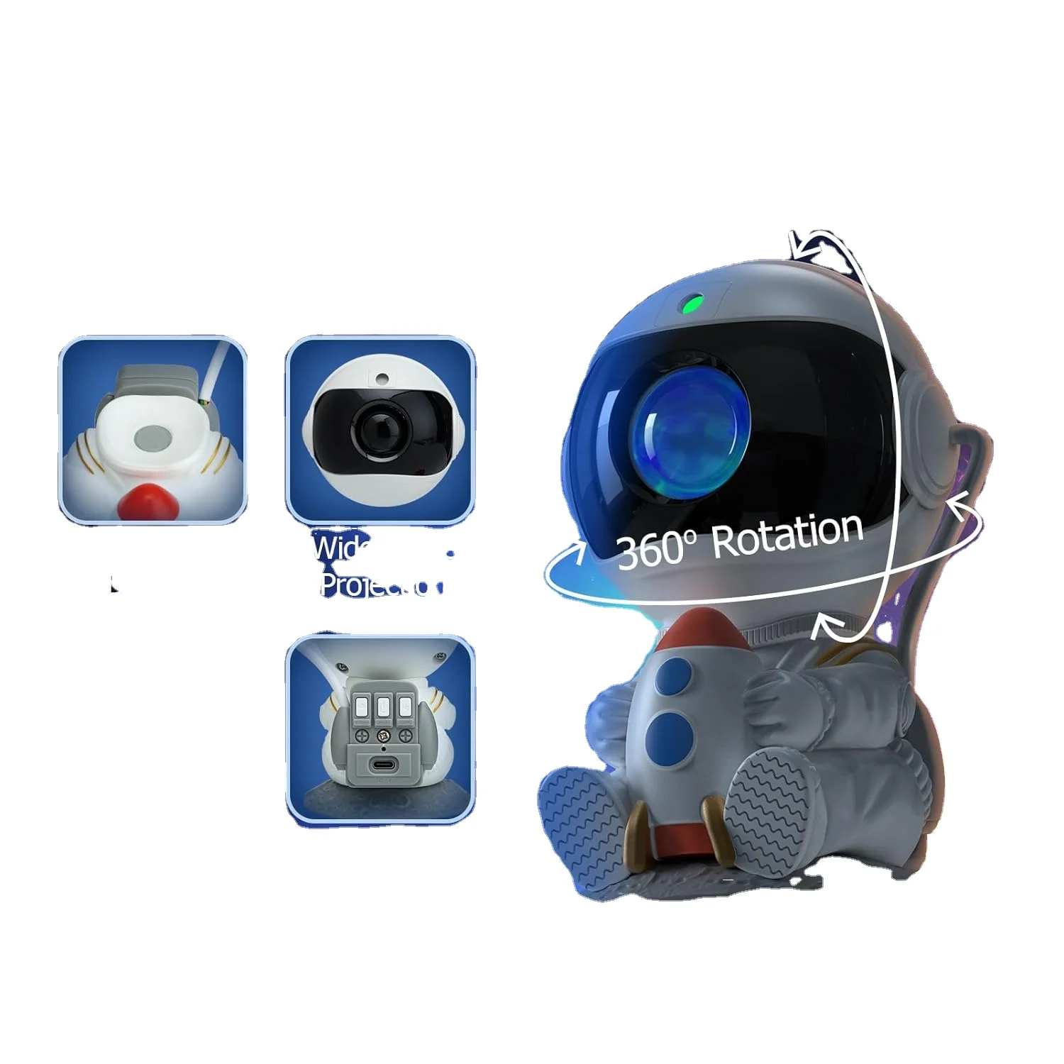 Mini Astronaut Lamp Starry Projector Light Star Projector Galaxy Light Projector Nebula Night Light table lamp with Spacecraft