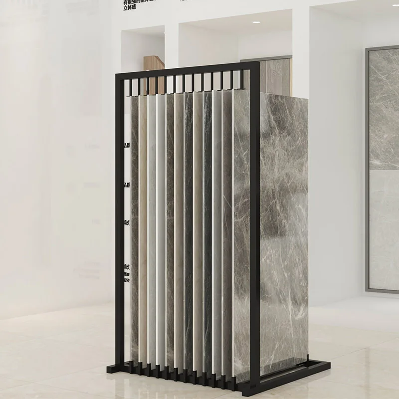 Kainice Customized Marble Slab Rock Plate Granite Stand Push Pull Out Stone Sample Showroom Sliding Tile Display Rack