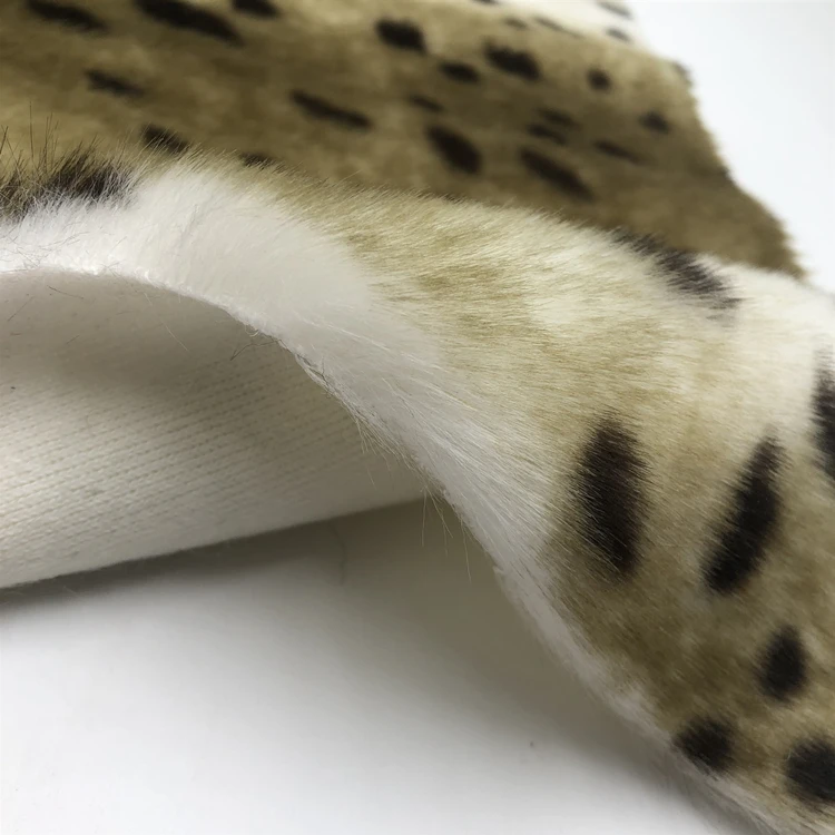 2021 new customized print fashion fake leopard faux fur fabric for coat polyester and acrylic