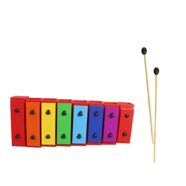 Wooden  Kids 8 Keys Xylophone Music Instrument Education Toys Wooden Hand Knock Piano Toys