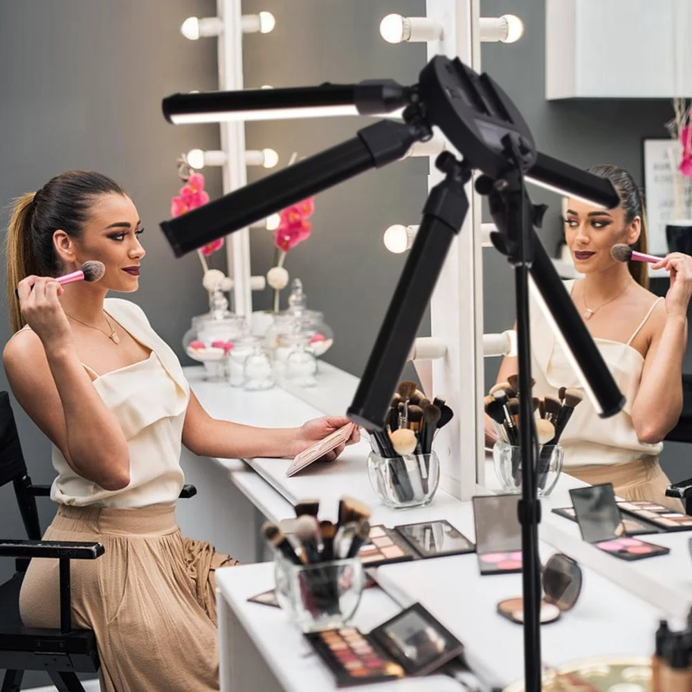 dimmer studio light 6 tubes bicolor 3200-5600K fill light 60W LCD display battery supply camera lighting equipment for shooting