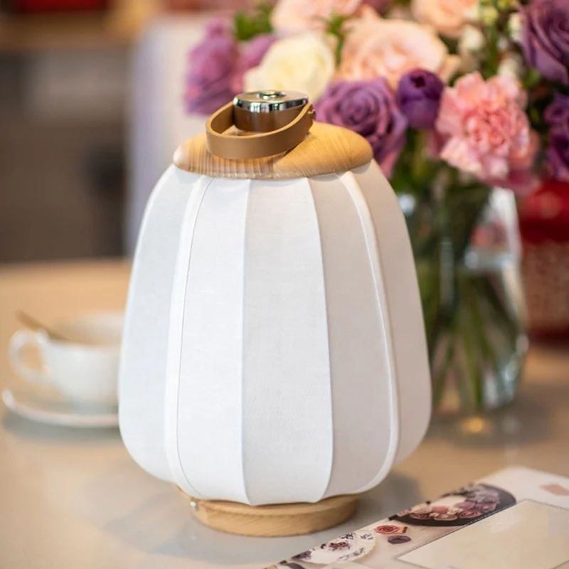 JYLIGHTING Modern retro new Chinese style lantern hand-painted touch variable light night light wood linen wireless charge lamp