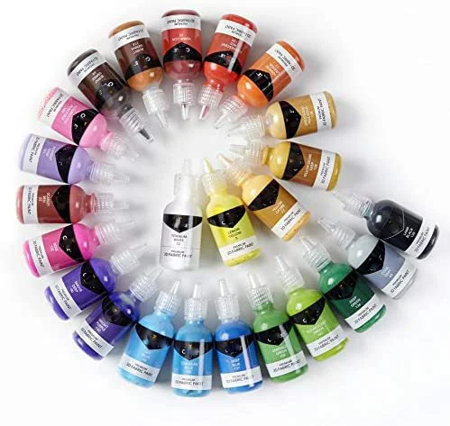 Paint for Fabric Custom 24 Colors 3D Fabric Color Paint Permanent Bottles Set With 3 Paint Brush