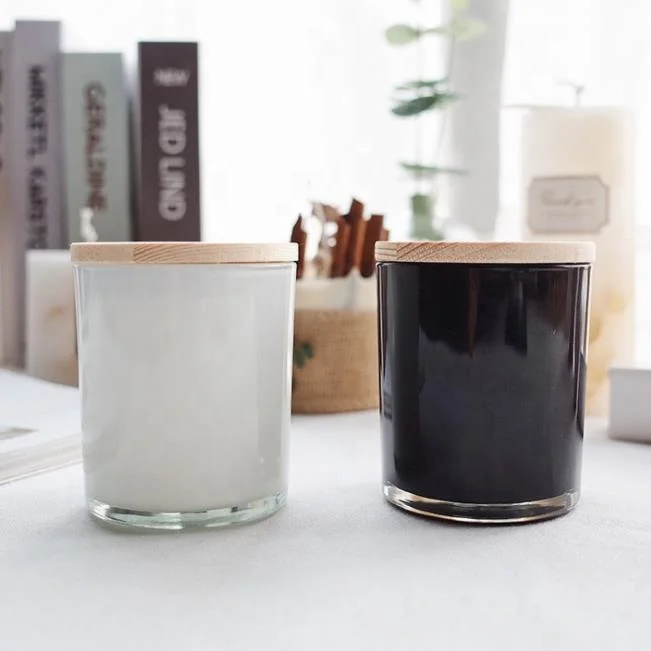 7 унций 10 унций домашний Декор современный уникальный пустой роскошный цветной стеклянный подсвечник на заказ с деревянной металлической крышкой