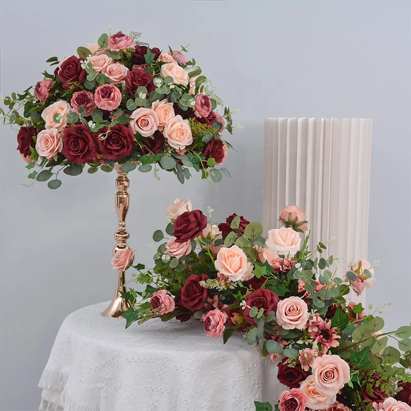 OEM decorative flowers and plants wedding event Table Centerpieces Artificial silk flower ball wedding decorations supplies