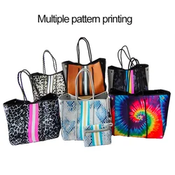 High quality wholesale pink splash proof neoprene custom logo tote bag  cooler beach bag