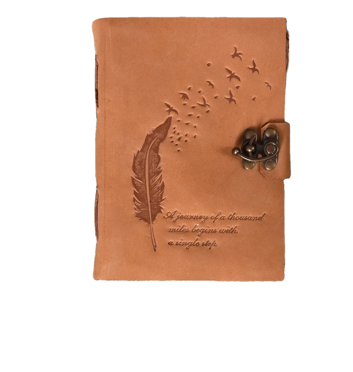 Brown Leather Covered Handmade Notebooks With C-Lock & 100% Recycled Eco-Friendly Papers Use As Personal Office Or Gifting
