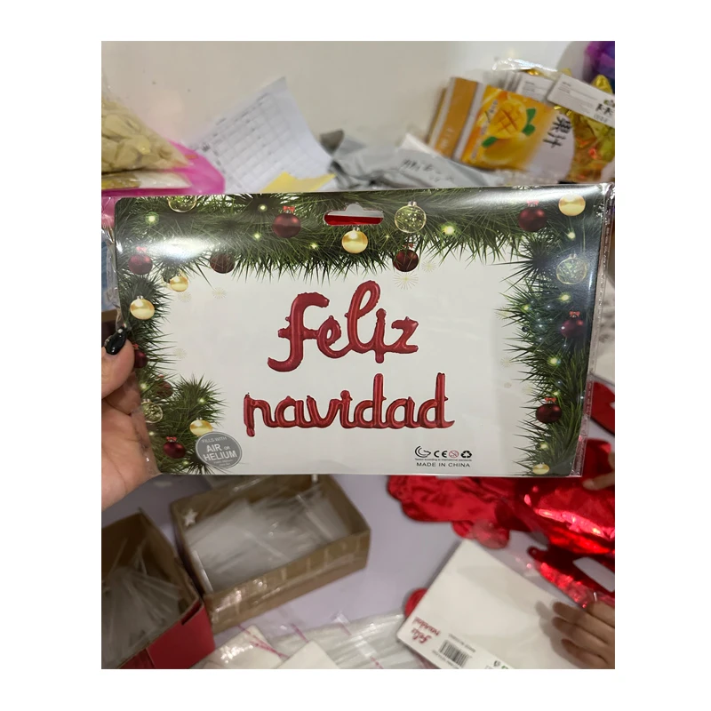 Spanish feliz navidad Balloon Merry Christmas Spanish Foil Balloon Christmas Decoration Cursive Foil Letter Balloon set