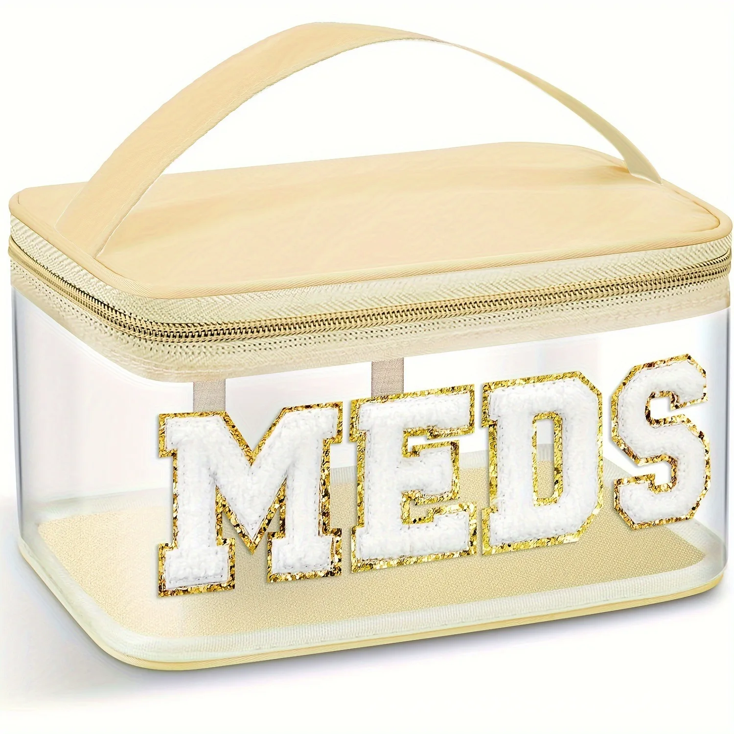 New Trendy DIY Custom Embroidered Chenille Letters Large Waterproof Clear Cosmetic Toiletry Bag Makeup Organizer for Travel