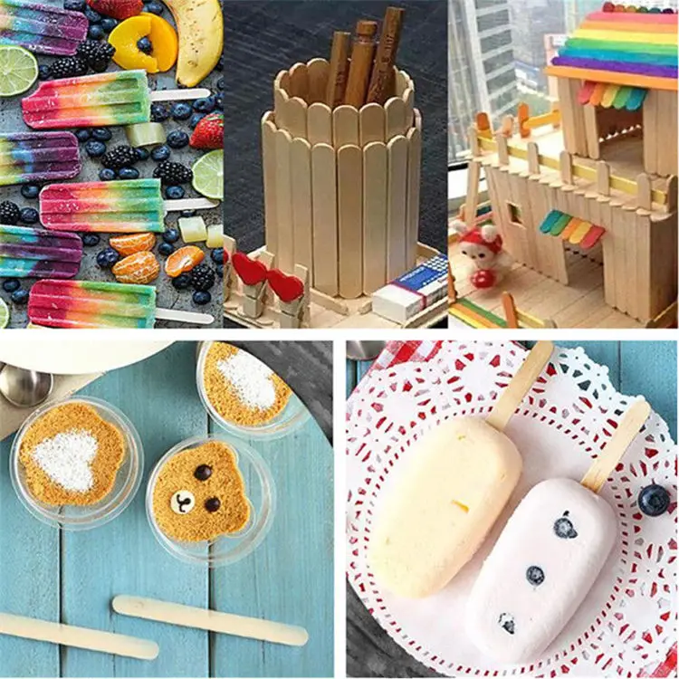 Custom Bamboo Popsicle Tongue Depressor Stick Handmade Diy Freezer Food Grade Engrave Eco  Friendly Disposable Ice Cream Sticks