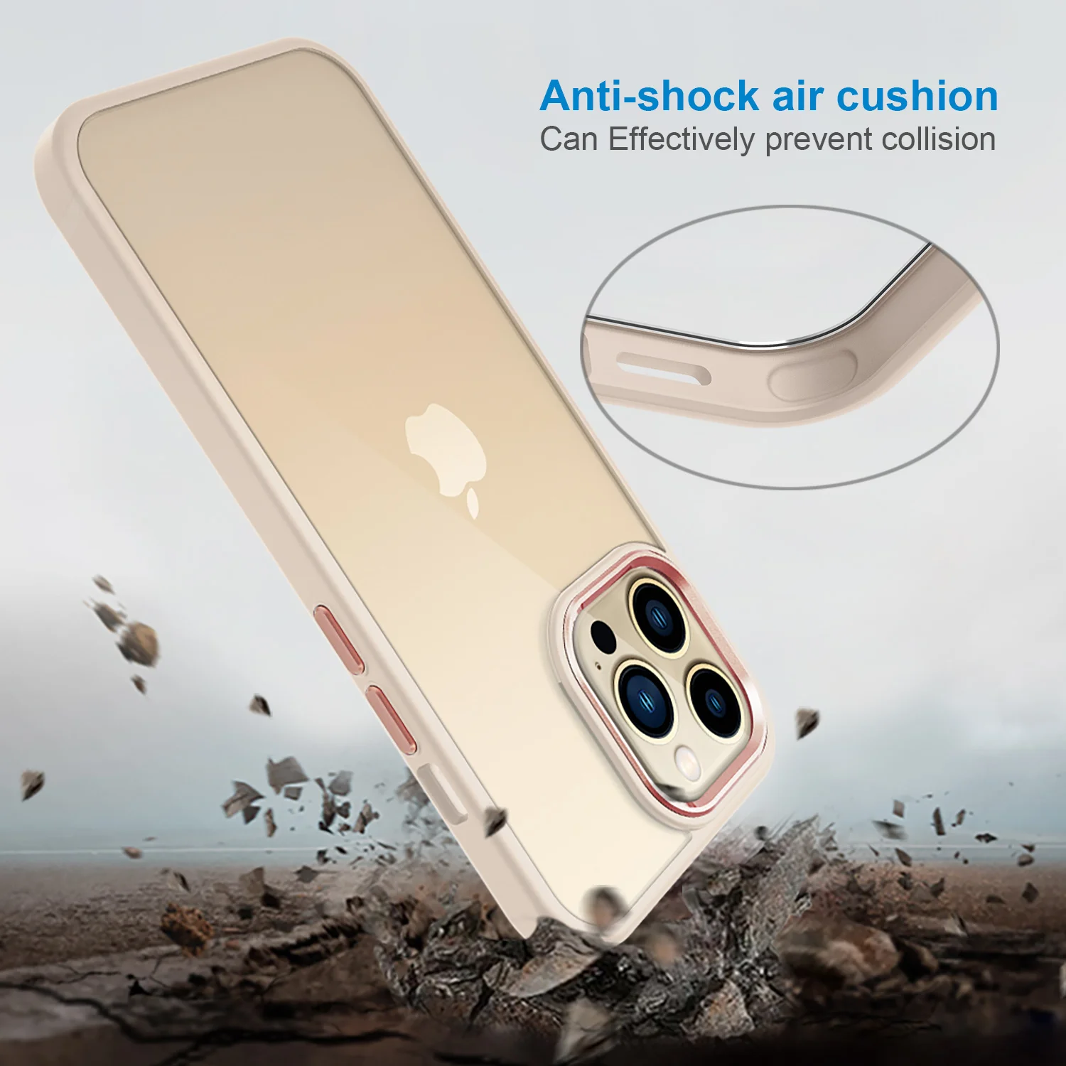 Factory Price Wholesale Designer Anti Fall Scratch Resistant 2mm Clear Transparent Alloy Ring Shockproof Case For iPhone 13 14