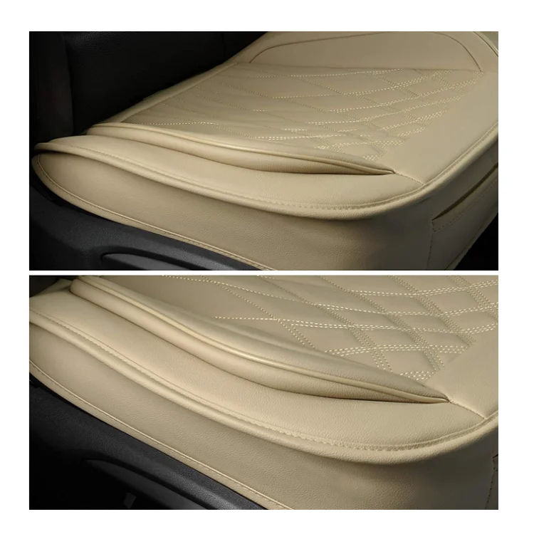 Бежевый премиум ПУ покрытие автокресло полная упаковка края нескользящая подошва из переднее сиденье протектор совместим с большинством транспортных средств