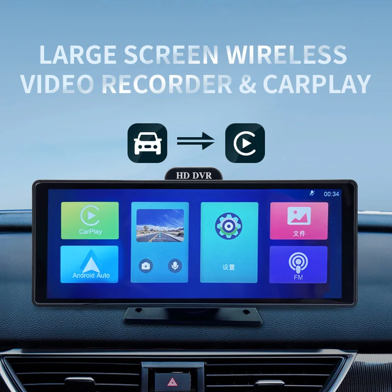 4K Touch Screen Car Player Front and Rear Dash Cam BT Wireless Carplay Android Auto Carplayer for Car
