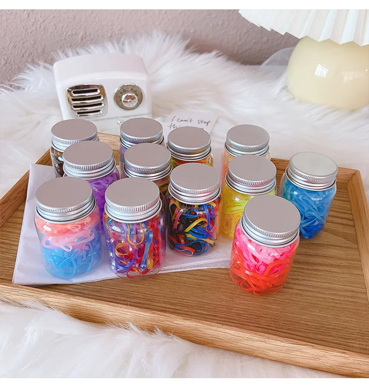 2022 new Japan and Korea macaron color high elastic disposable rubber band boxed gradient color hair ring head rope