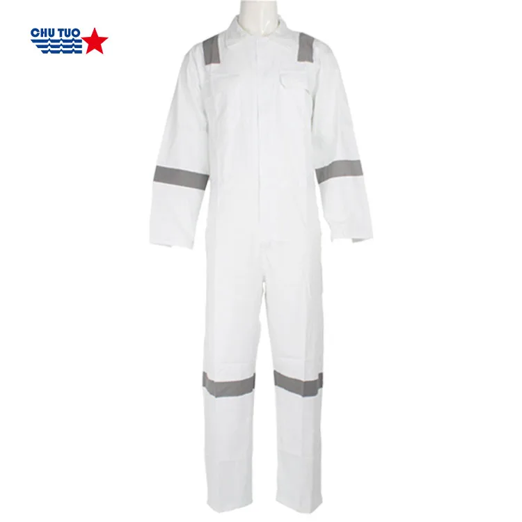 190gsm workwear uniform suit with reflective tape marine coverall overalls working boilersuit 100% cotton