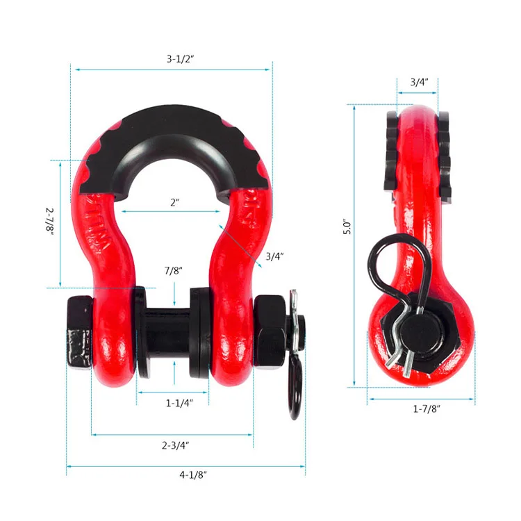 Heavy Duty 4.75T Forged D Ring Bow Shackle Towing Shackles