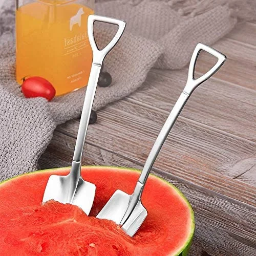 2PCS Set Cute Dessert Spoons Shovel Shape Stainless steel mini Coffee spoon Cute Retro Small Spoon for High Tea teaspoons