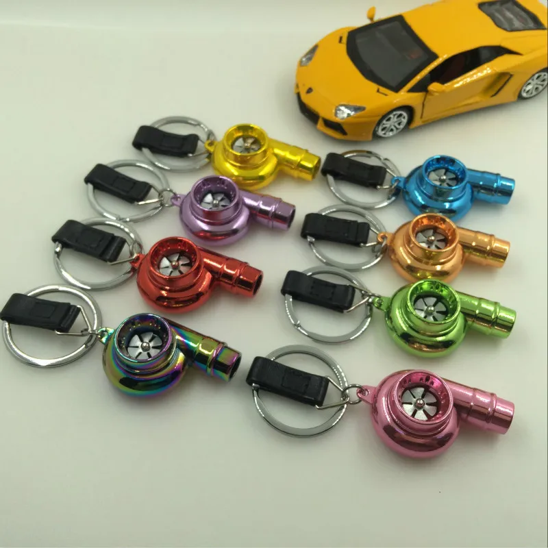 Custom LOGO Rotors turbo whistle keychain Metal Spinning Turbocharger Automotive Mini 3D Car Part Keychain metal key chains
