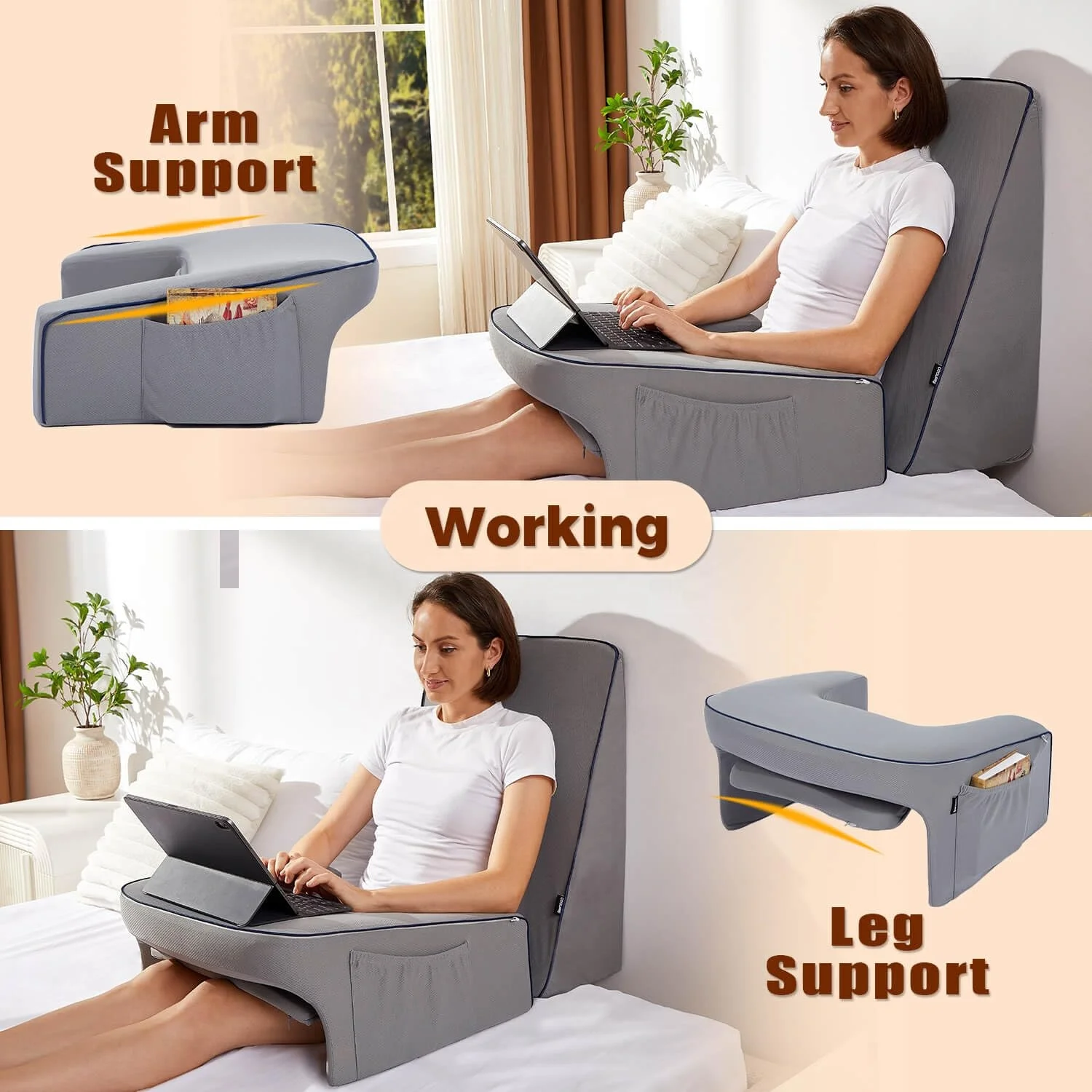 Manufacture Memory Foam Wedge Laptop Lap Desk Armrest Arm Rest Gaming Cojin de Lectura Lesekissen Reading Pillow for Bed Lap