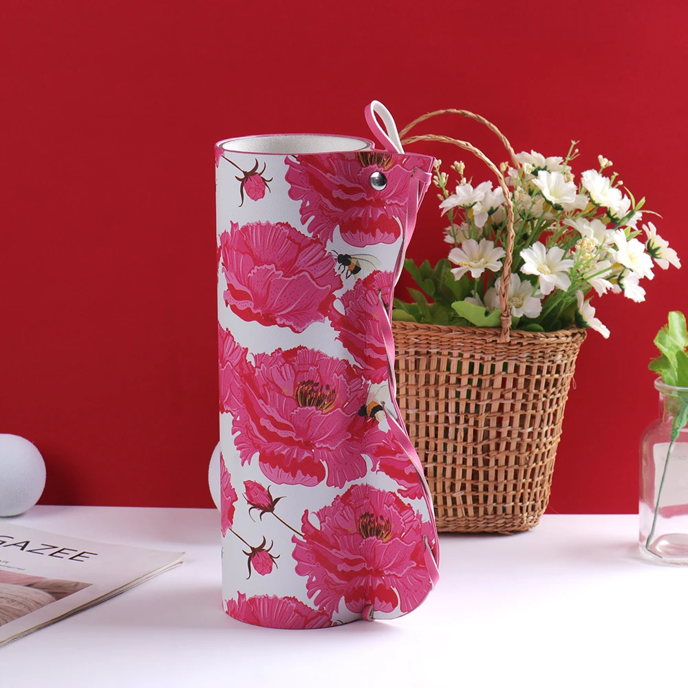 Hot Sale Vase with leather New Design Leather Vase for flowers Custom Leather Vase Wrap for New Year
