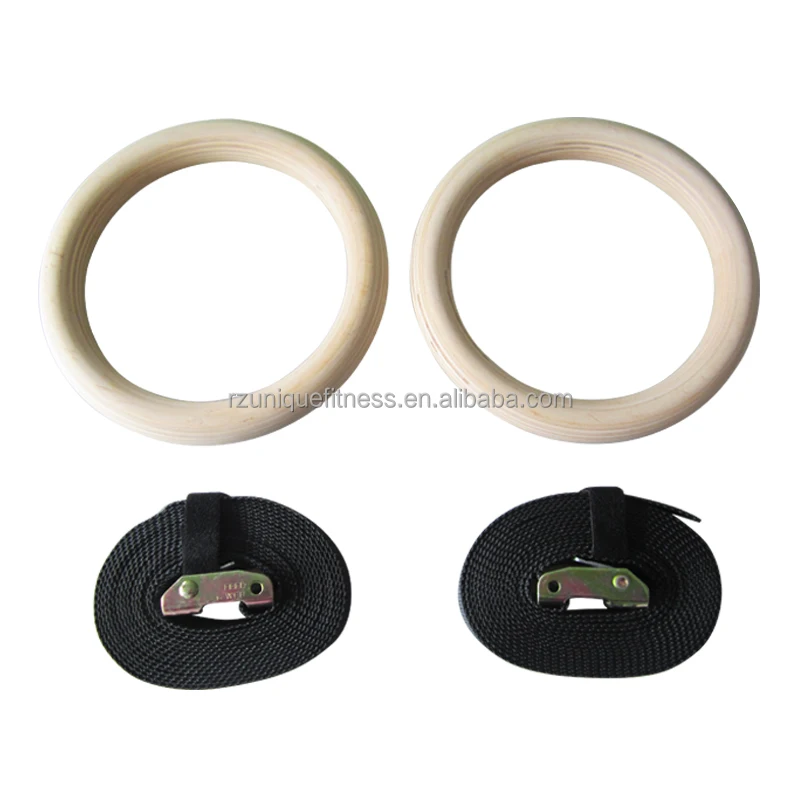 Pull Up Non-slip Hanging Ring For Gym Cross Fit Training  Custom Wooden Gymnastic Rings
