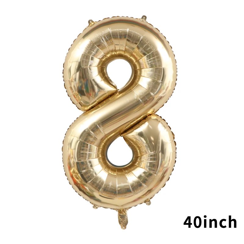 White Gold Birthday Party Decorations Happy Birthday Foil Number Shape Balloons 40 Inch