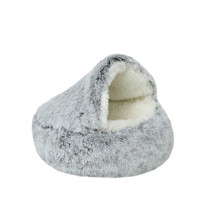 Fluffy Cozy Cat Bed Cute Plush Warmth Cat Sofa Bed Nest Round Donut Pet Bed for Dog Cat