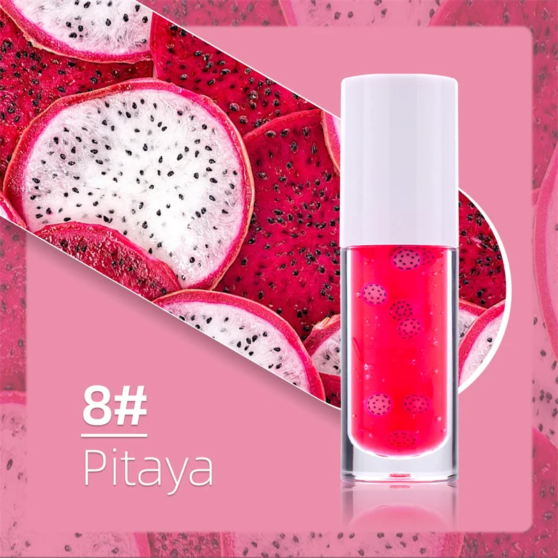 Vegan Natural Fruit Flavor Lipgloss Lip Gloss Private Label Moisturizing Strawberry Clear Pink Watermelon Lip Plumping Oil