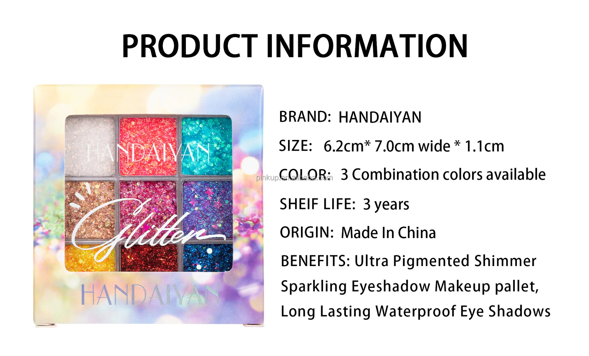 Handaiyan 9 Color Latest Design Shimmer Glitter Eyeshadow Quality Pigment Factory Direct