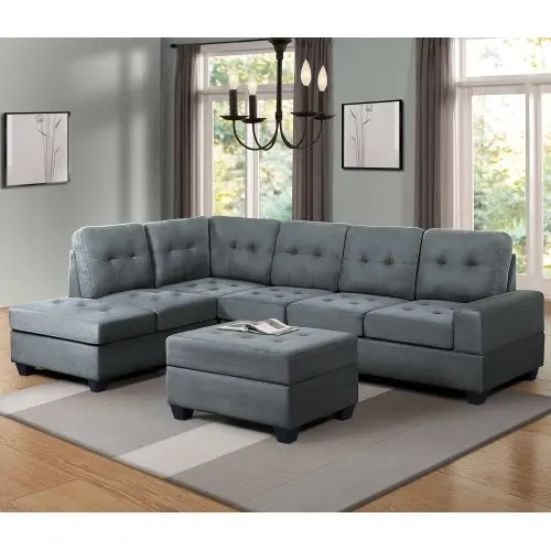 
Free Shipping Sofa Set Furniture Oris Fur Sectional Sofa Reversible Chaise Lounge Storage Ottoman Cup Holders Living Room Sofas 