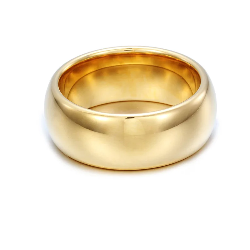 Poya Unisex 8mm 18K Gold Plated High Polish Tungsten Dome Ring Classic 8mm Christian Wedding Engagement Party Jewelry License