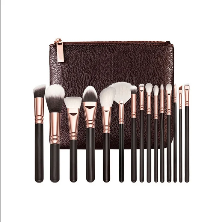 
2021 Rose professional makeup brushes 15 sets of brushes private label custom wholesale brochas de maquillaje makeup brush set 