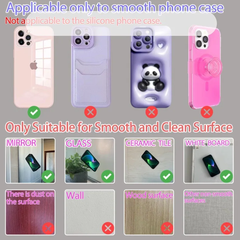 2024  Creative Gift Large Double Side Silicone Suction Phone Case Mount Holder Cellphone Case Compatible Mobile Accessory