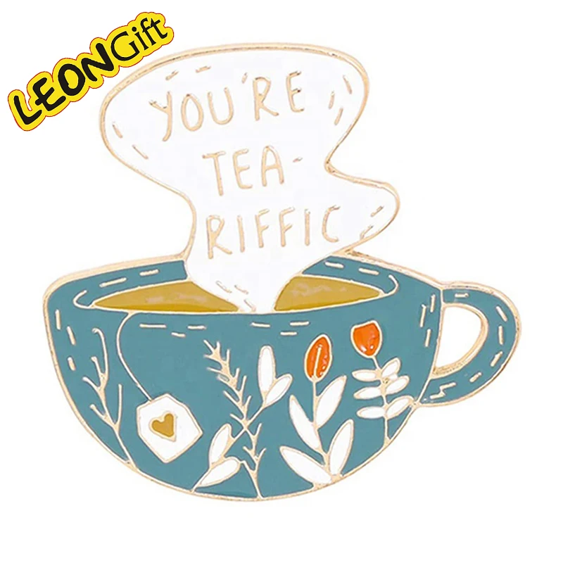 custom coffee cup personalized design with backing card manufacturer hard brooch  enamel pin