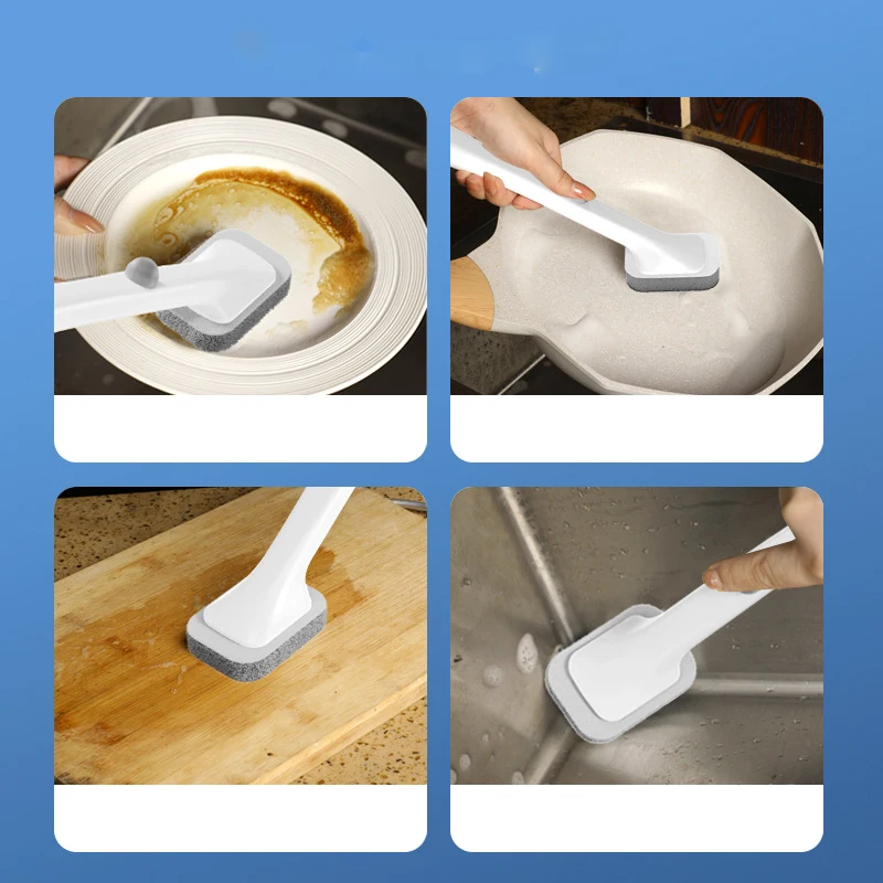 Y119 Multi functional kitchen disposable pot brush with automatic liquid addition scouring pad for dishwashing clean brush
