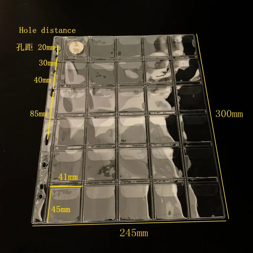 Coin flip board PVC film photo album inner page 30 pockets / ring binder albums display