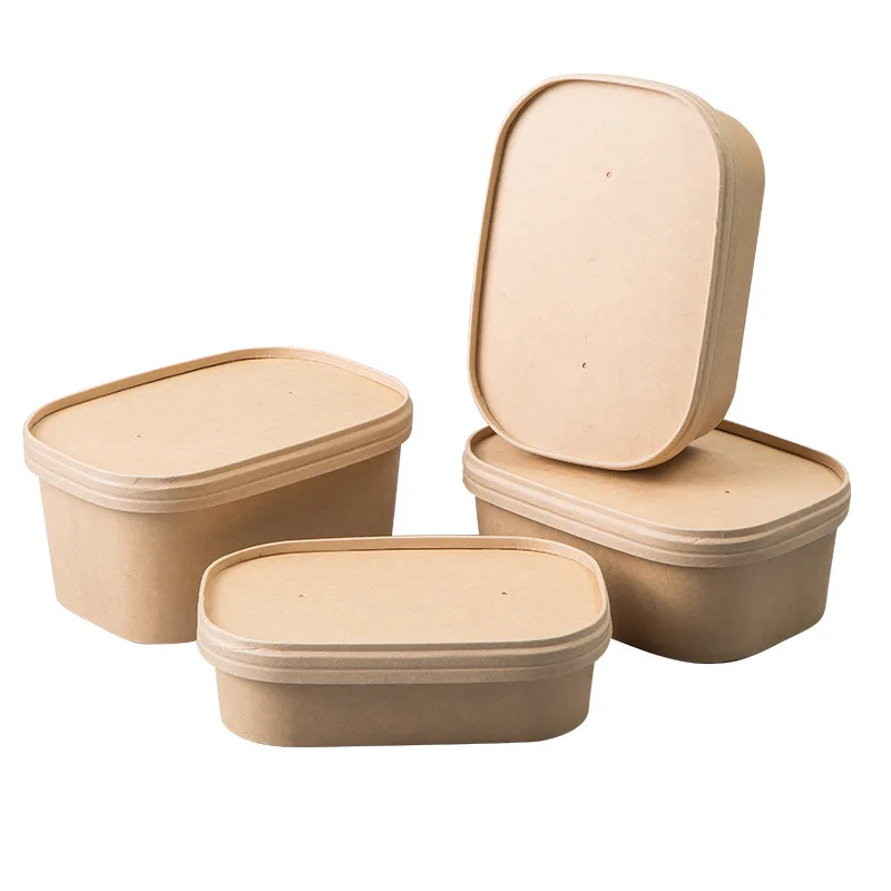 Disposable Kraft Paper Bowls Mini Natural Square Kitchen Packings Food Safe and Eco-Friendly