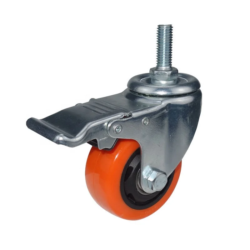 M12 thread stem cart caster 4 inch 100mm*32mm  PVC heavy duty caster wheel 100kg loading capacity handtruck caster