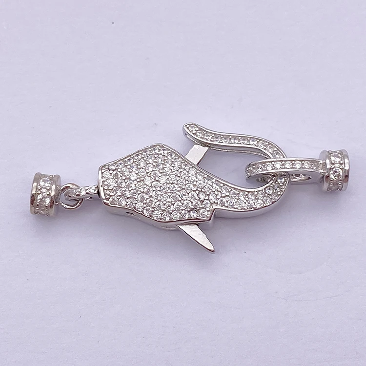 Lobster clasp with end cap inlaid zircon small hanging buckle environmental protection Platinum jewelry buckle accessories clasp